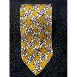 Vintage BOSS Hugo Boss Silk Mens Tie Yellow Paisley Pattern Made in Italy